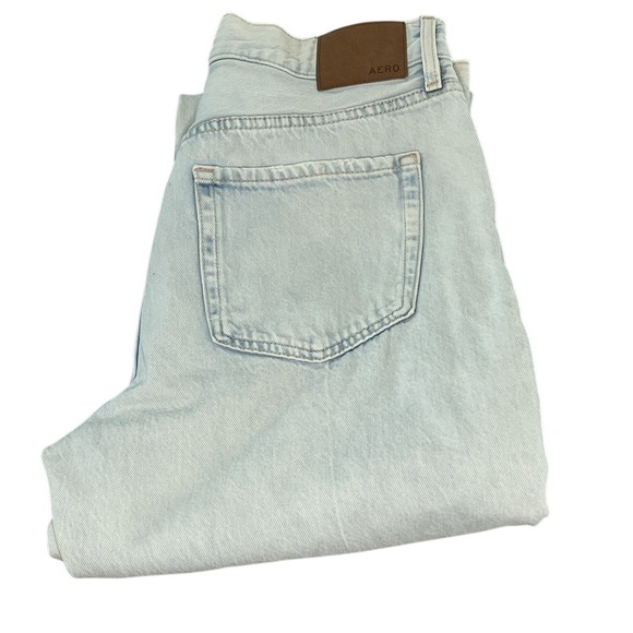 Aeropostale 90s‎ Baggy Jeans Distressed Light Wash Denim Pants Size 8 Regular - Picture 1 of 5